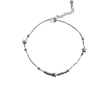 Tobillera de plata con tres estrellas y unas bolas