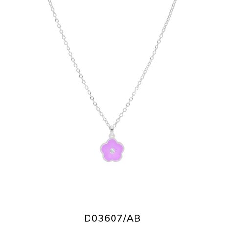 El Collar Niña Flor Lila es una preciosa gargantilla de plata con una cadena adaptable de la que cuelga una preciosa flor esmaltada en color lila  con una circonita en el centro. Esta gargantilla esta fabricada en Plata de 1ª Ley rodiada. Medidas del Collar Niña Flor Lila: Material: Plata de 1ª Ley 925 mil. Medida cadena: 35 cm. + 5cm. Flor: 10mm Descubre la elegancia y el encanto del Collar Niña Flor Lila. Con una cadena adaptable y una hermosa flor lila esmaltada, esta gargantilla de plata te enamorará. ¡Hazla tuya ahora!